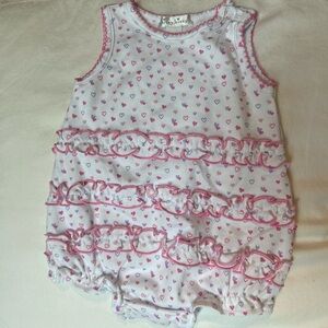 Kissy Kissy White and Pink Heart Romper Bubble